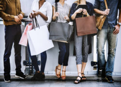 Female friends out shopping together