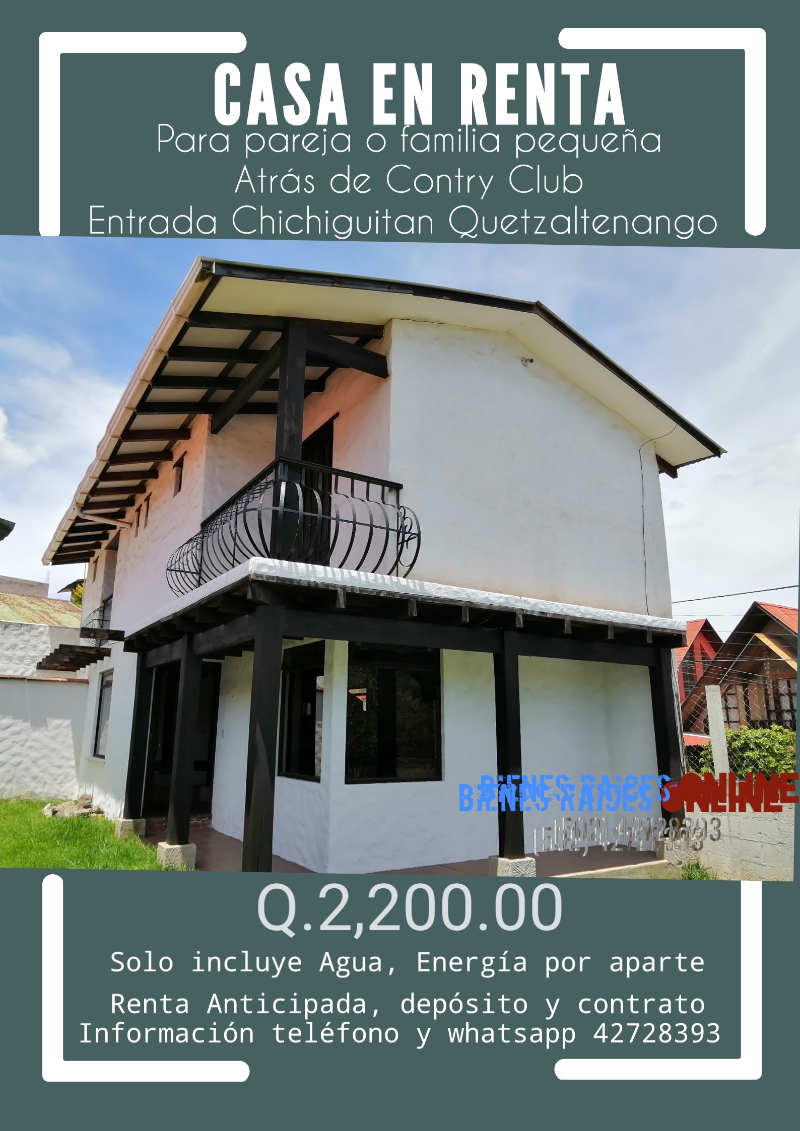 Casa en Renta para pareja por Chichiguitan Quetzaltenango