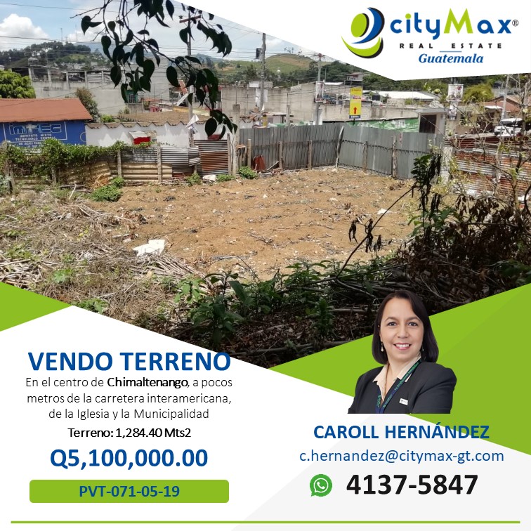 Terreno de esquina venta en el Centro de Chimaltenango