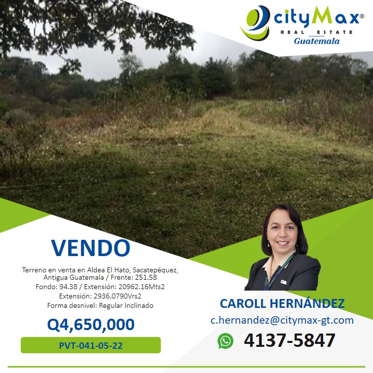 Terreno en Venta en Aldea El Hato, Antigua Guatemala