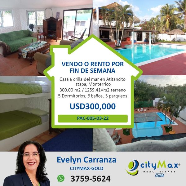 CASA EN LA PLAYA A MONTERRICO EN VENTA