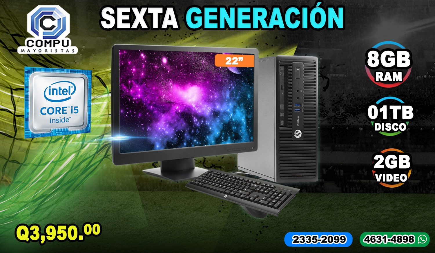 Computadoras Hp de Corei5 de 6ta Generacion