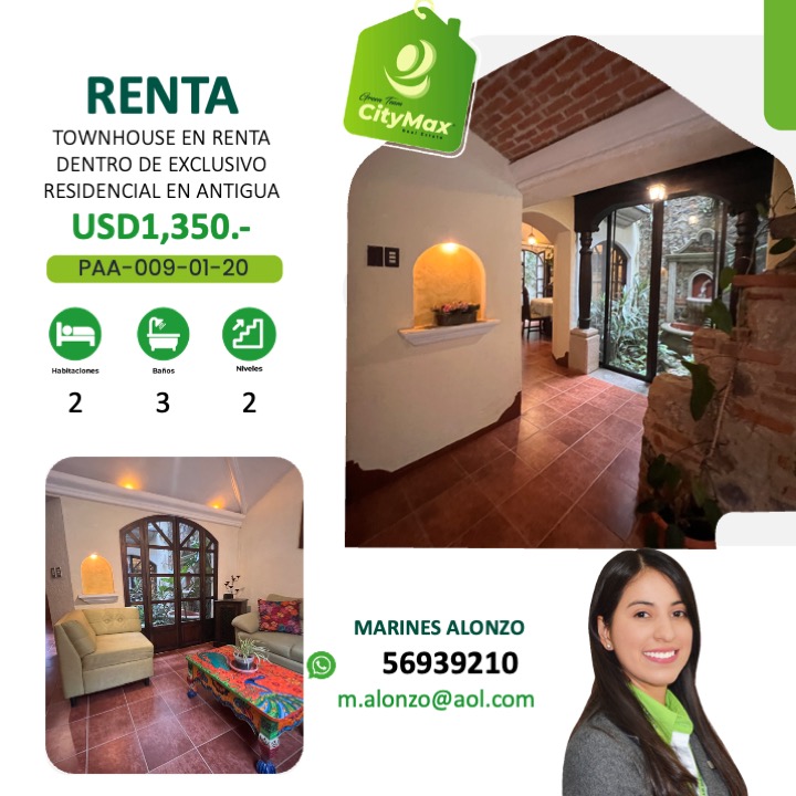 Casa en renta amueblada en el centro de Antigua