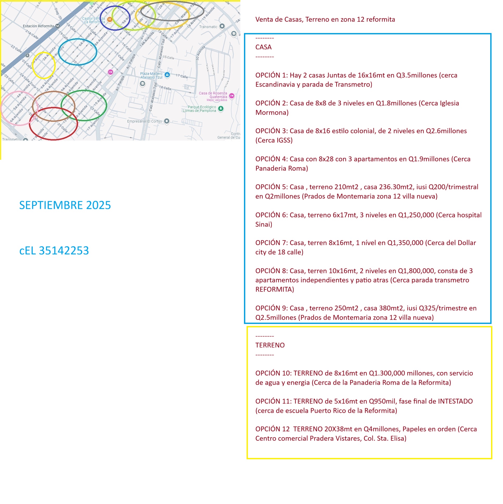 VENTA DE CASAS Y TERRENOS EN ZONA 12 REFORMITA