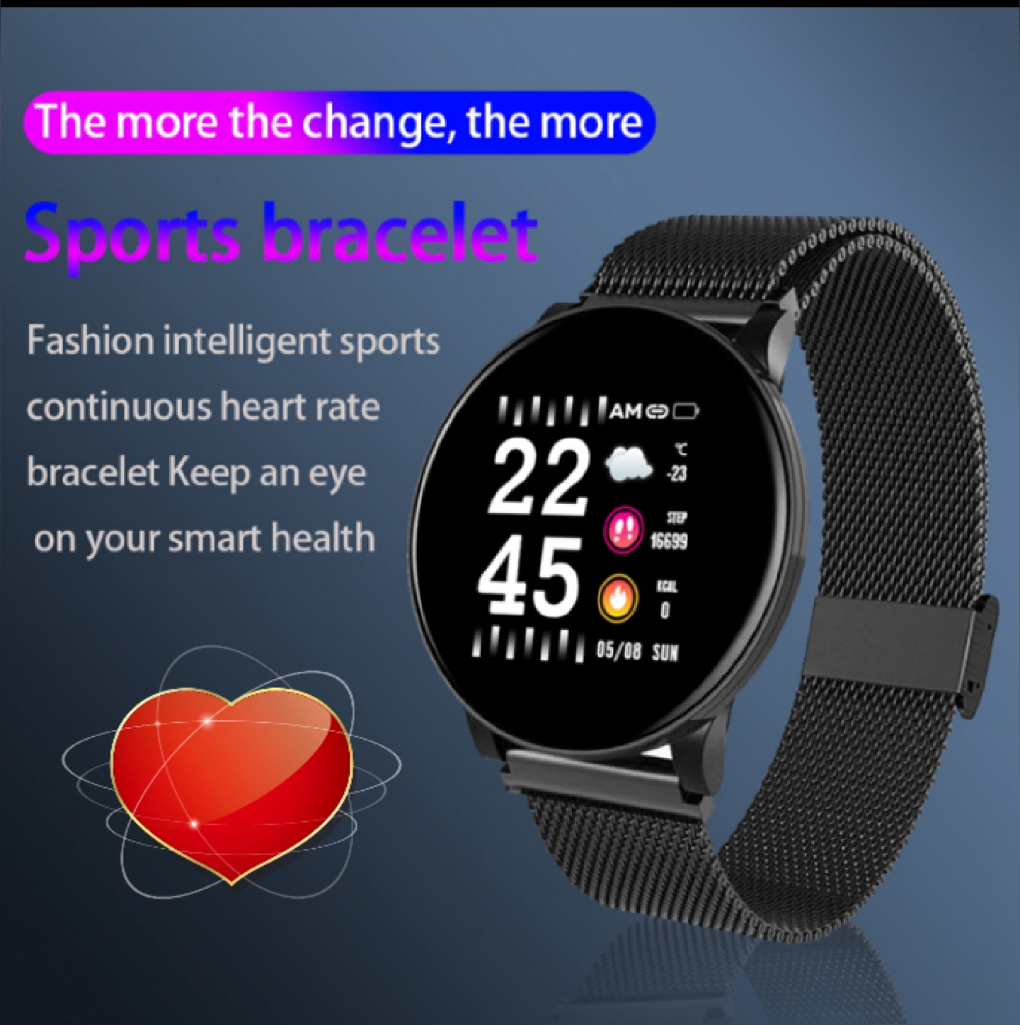 Smart bracelet w8 pulsera metálica inoxidable